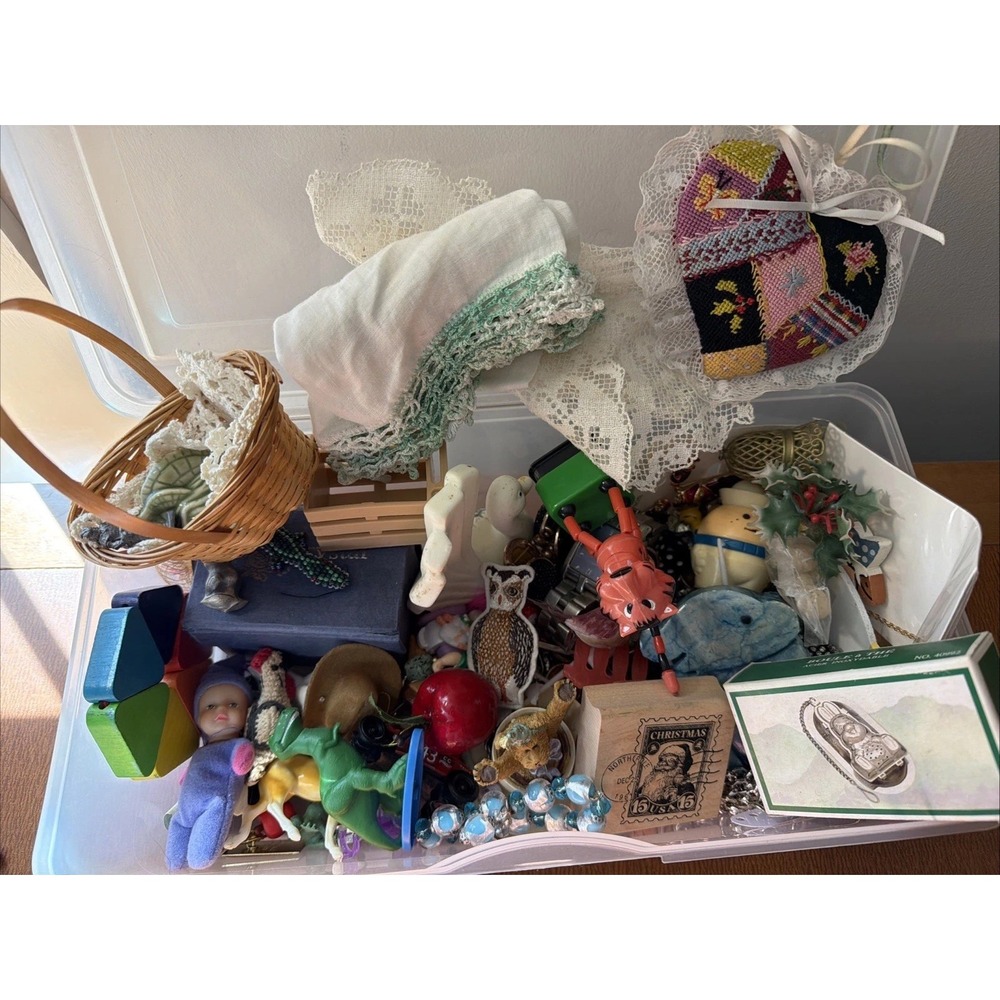 Lot Of Miscellaneous Smalls: Jewelry, Old Toys, Small Trinkets & Baubles